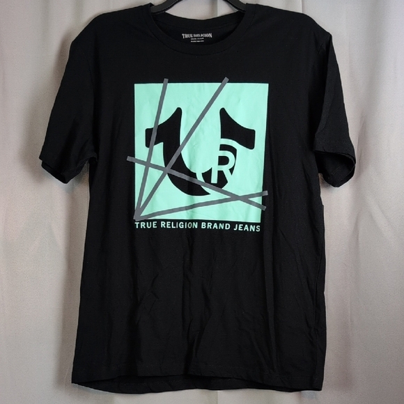 True Religion Black and Mint Graphic Short Sleeve Tee - Picture 1 of 6